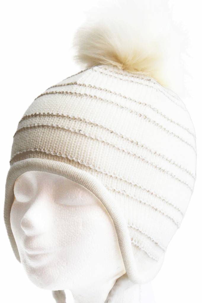Lapland Baby- Meisjesmuts pompon  "Ecru"