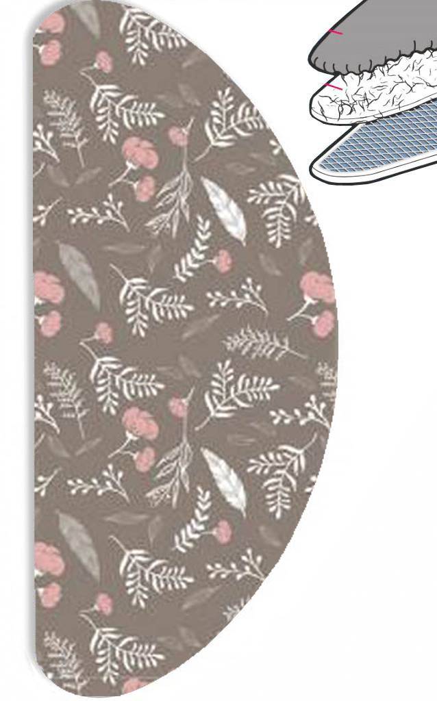 Strijkplankhoes Banaan "Taupe Autumn Leaves " met moltonlaag