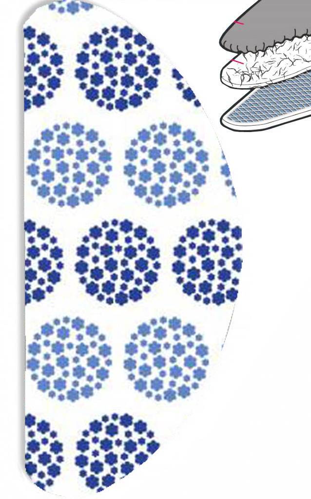 Strijkplankovertrek Banaan "Flowers in Circle Plain" met moltonlaag