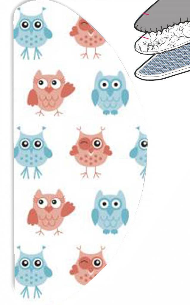 Strijkplankovertrek Banaan "Sweet Owls" met moltonlaag