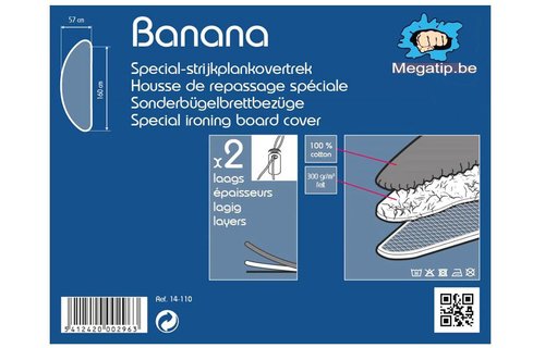 Strijkplankovertrek Banaan "Sweet Owls" met moltonlaag