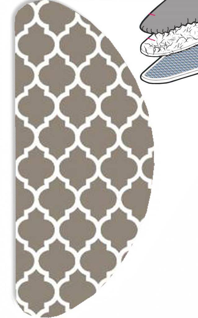 Strijkplankovertrek Banaan "Beige Symmetry" met moltonlaag