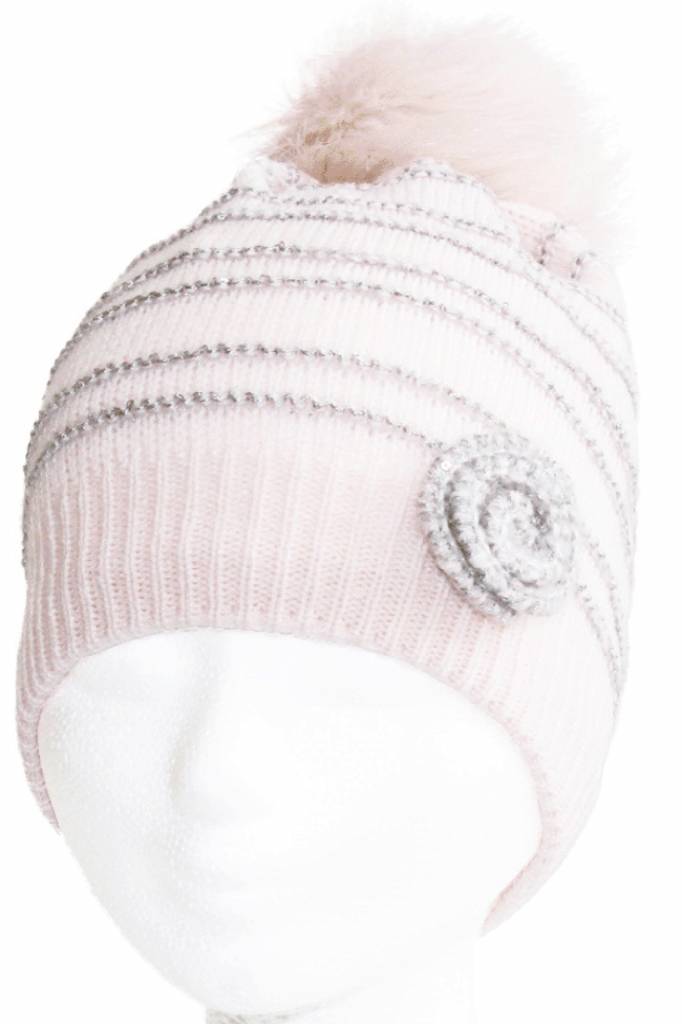 Baby- meisjes muts Pompon & Flower   "Pink"