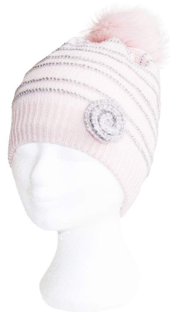 Baby- meisjes muts Pompon & Flower   "Pink" Baby- meisjes muts Pompon & Flower   "Pink"
