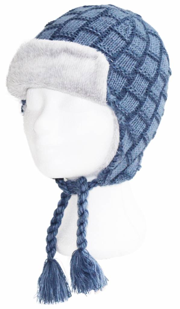 Kids pilotenmuts zachte fur - Blauw/grijs