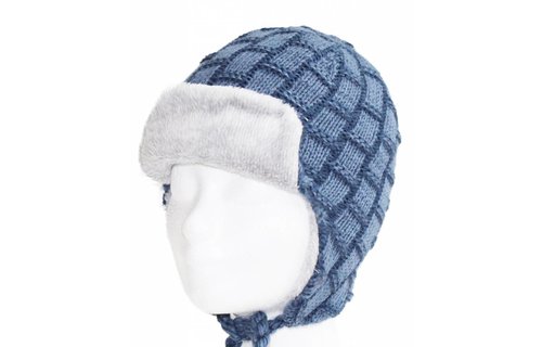 Kids pilotenmuts zachte fur - Blauw/grijs
