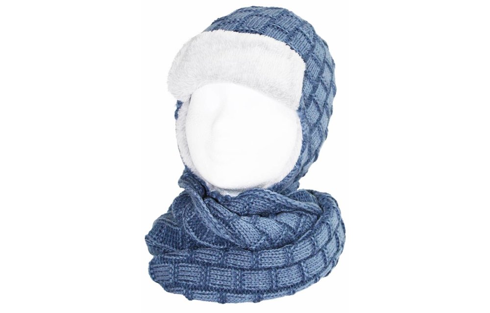 Kids pilotenmuts zachte fur - Blauw/grijs Kids pilotenmuts zachte fur - Blauw/grijs