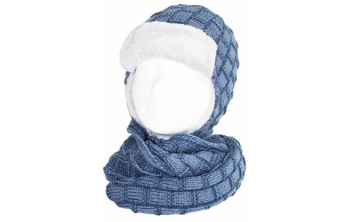 Kids pilotenmuts zachte fur - Blauw/grijs