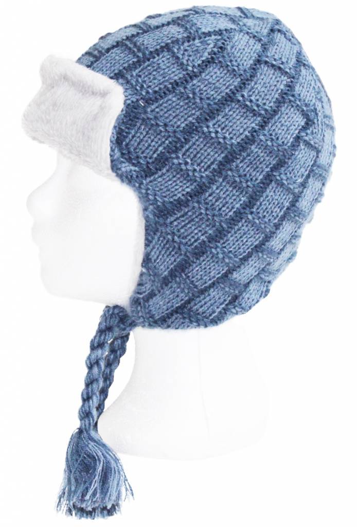 Kids pilotenmuts zachte fur - Blauw/grijs