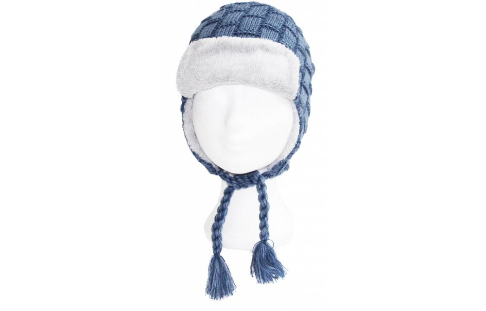 Kids pilotenmuts zachte fur - Blauw/grijs Kids pilotenmuts zachte fur - Blauw/grijs
