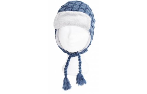 Kids pilotenmuts zachte fur - Blauw/grijs