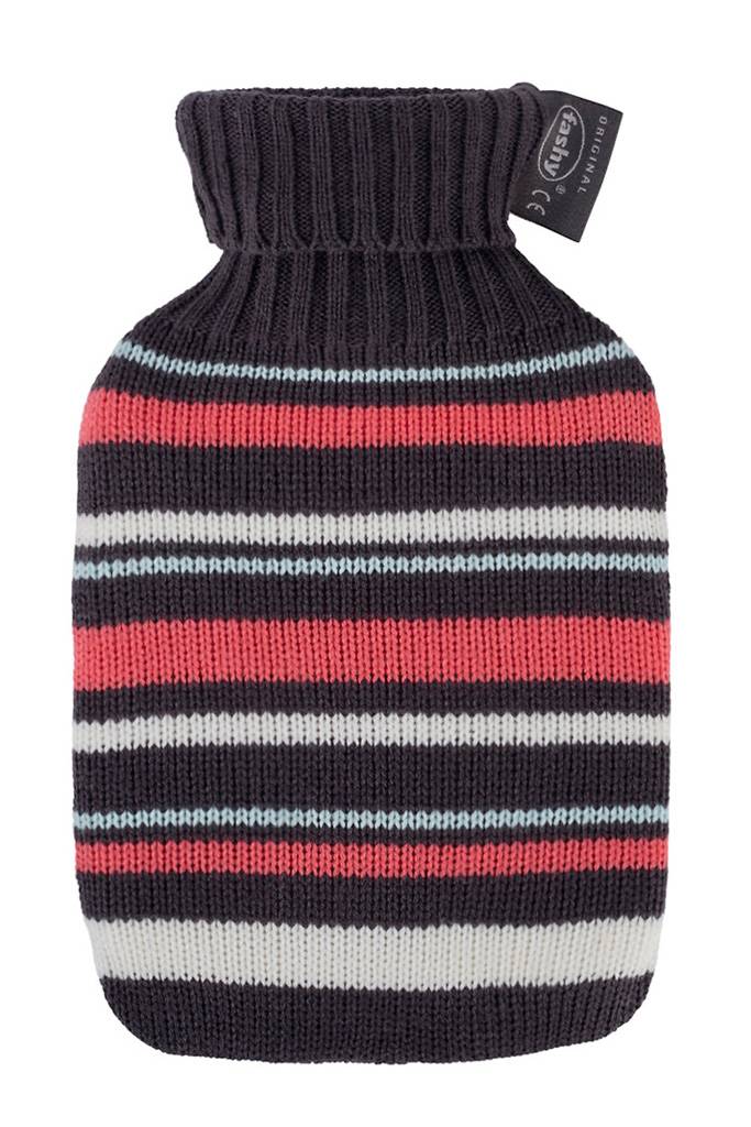 Warmwaterkruik 0,8 L.   gebreid streepdesign