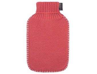 Warmwaterkruik gebreide rolkraag  Koraalrood