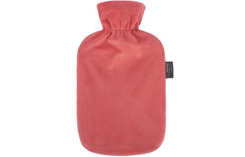 Warmwaterkruik 2 L. zachte velours Koraalrood