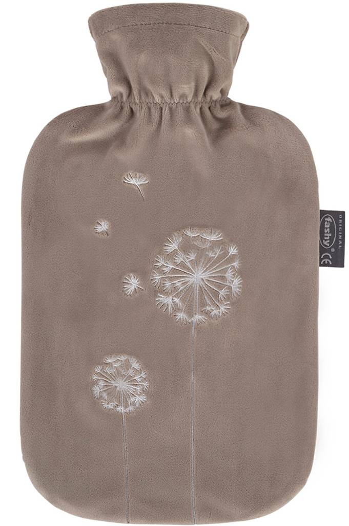 Warmwaterkruik 2 L. zachte velours - Paardenbloemen