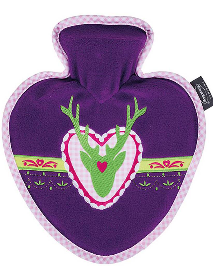 Warmwaterkruik Hartvorm 0.7 L. Velours mauve