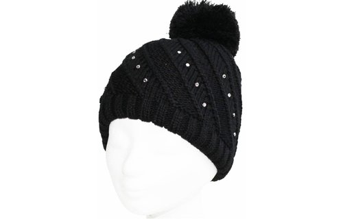 Dames Muts pompon met strass steentjes