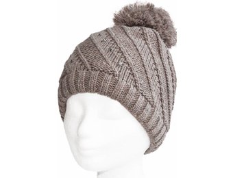 Dames Muts pompon met strass steentjes