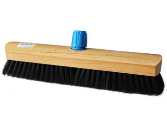 Kamerveger 40 cm. gelakt hout met steelhouder - Zwart gemengd haar