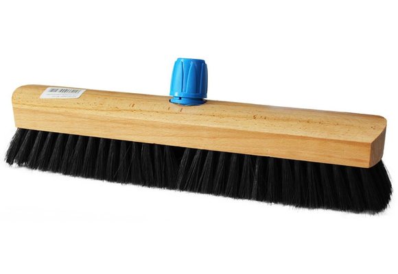 Kamerveger 40 cm. gelakt hout met steelhouder - Zwart gemengd haar