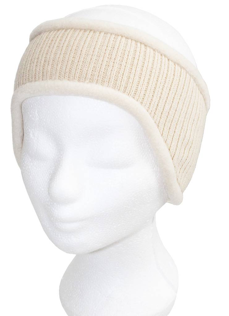 Haarband gebreid Ecru met fleece Haarband gebreid Ecru met fleece