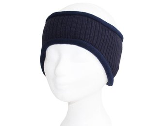 Haarband gebreid Navy Blauw met fleece