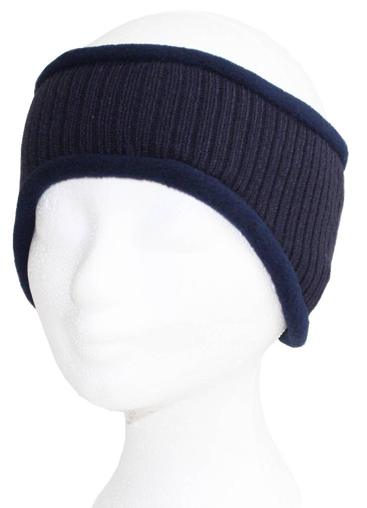 Haarband gebreid Navy Blauw met fleece