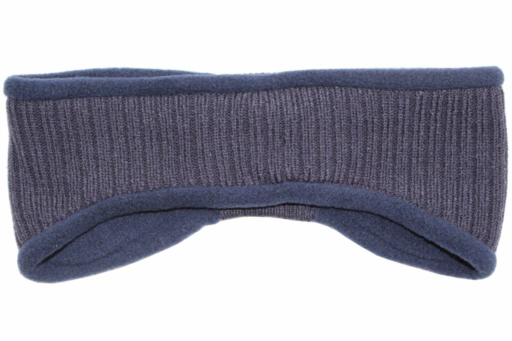 Haarband gebreid Navy Blauw met fleece