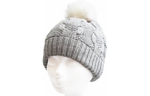 Dames Muts pompon fur / Cable