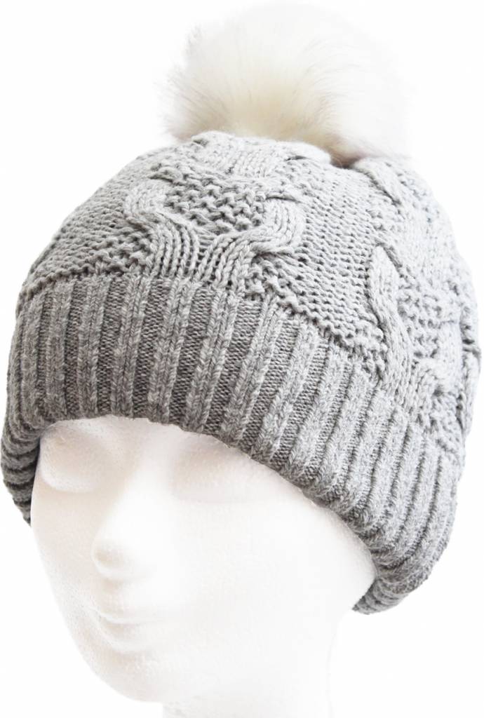 Dames Muts pompon fur / Cable