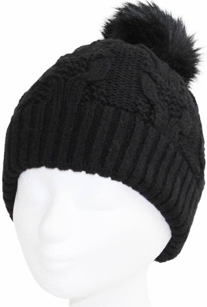Dames Muts pompon fur / Cable