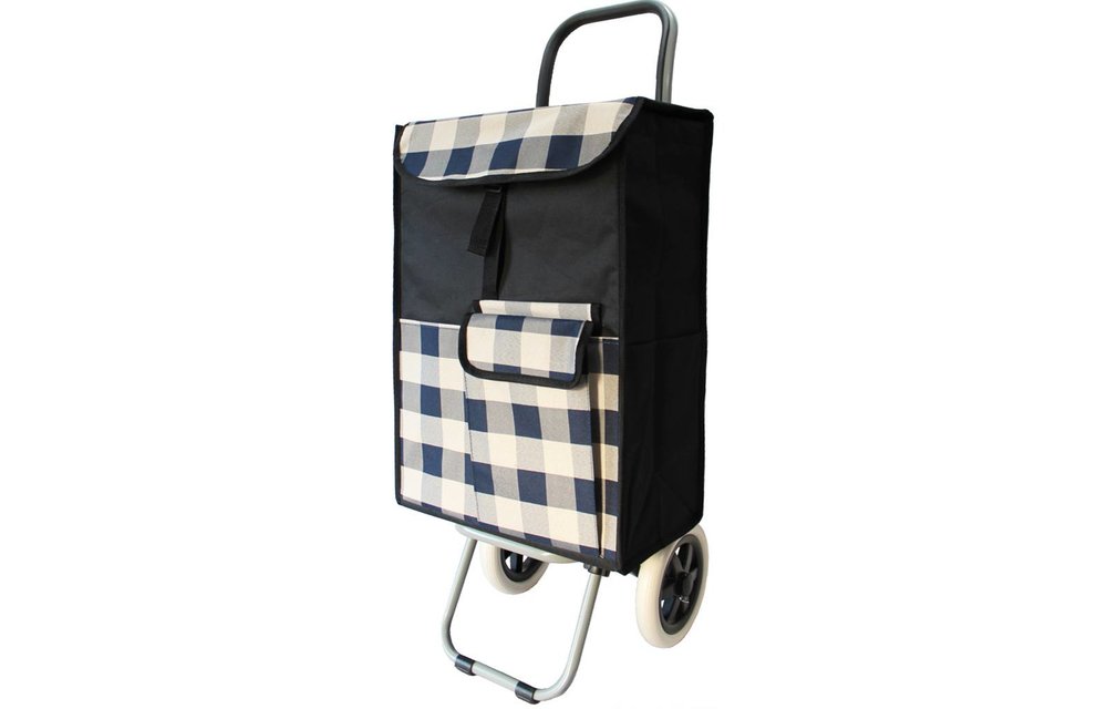 Boodschappentrolley 45 L. Carreau / beige - blauw Boodschappentrolley 45 L. Carreau / beige - blauw