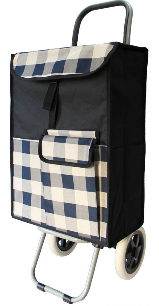 Boodschappentrolley   45 L.  Carreau / beige - blauw