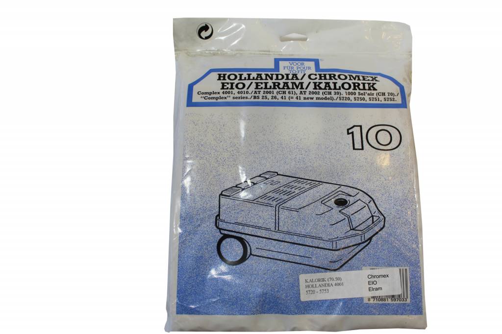 Kalorik / Hollandia / EIO / Chromex / Elram Stofzuigerzakken Kalorik / Hollandia / EIO / Chromex / Elram Stofzuigerzakken
