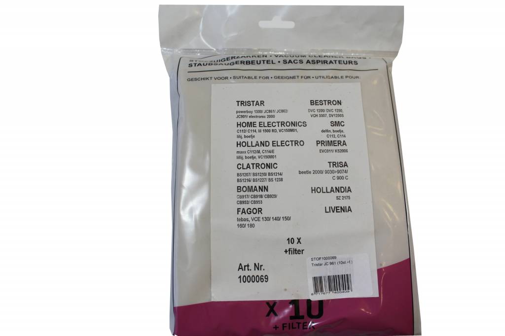 Tristar JC 961 / Bestron / Primera / Holland Electro / Hollandia Stofzuigerzakken Tristar JC 961 / Bestron / Primera / Holland Electro / Hollandia Stofzuigerzakken