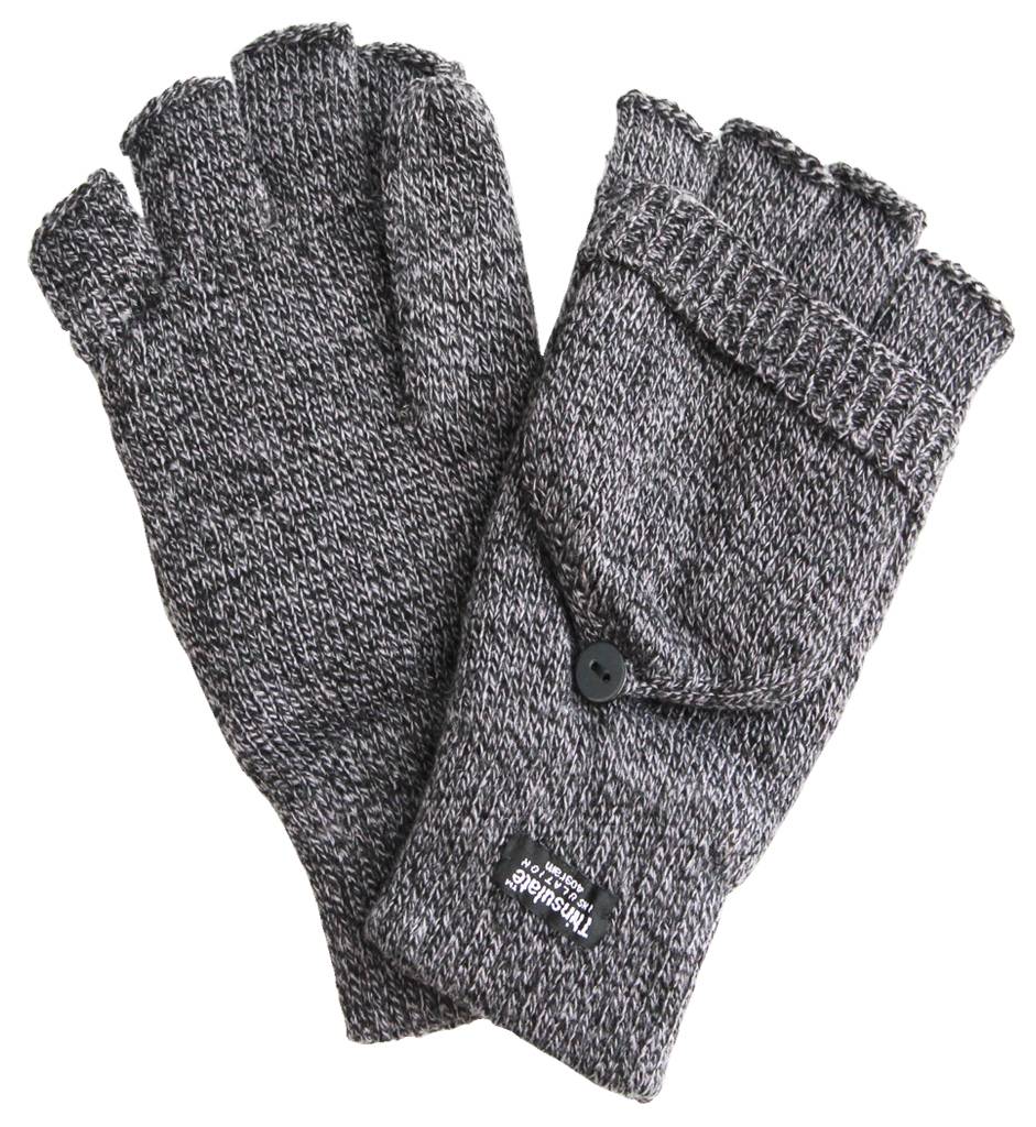 Thinsulate Handschoen zonder vingers met flap  Grijs