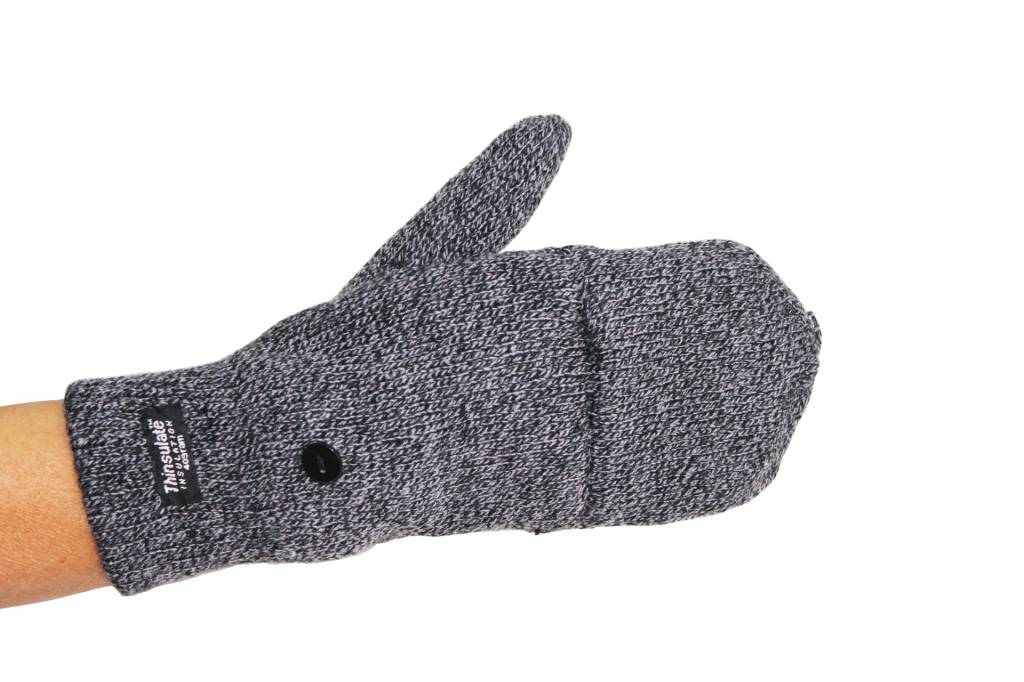 Thinsulate Handschoen zonder vingers met flap  Grijs