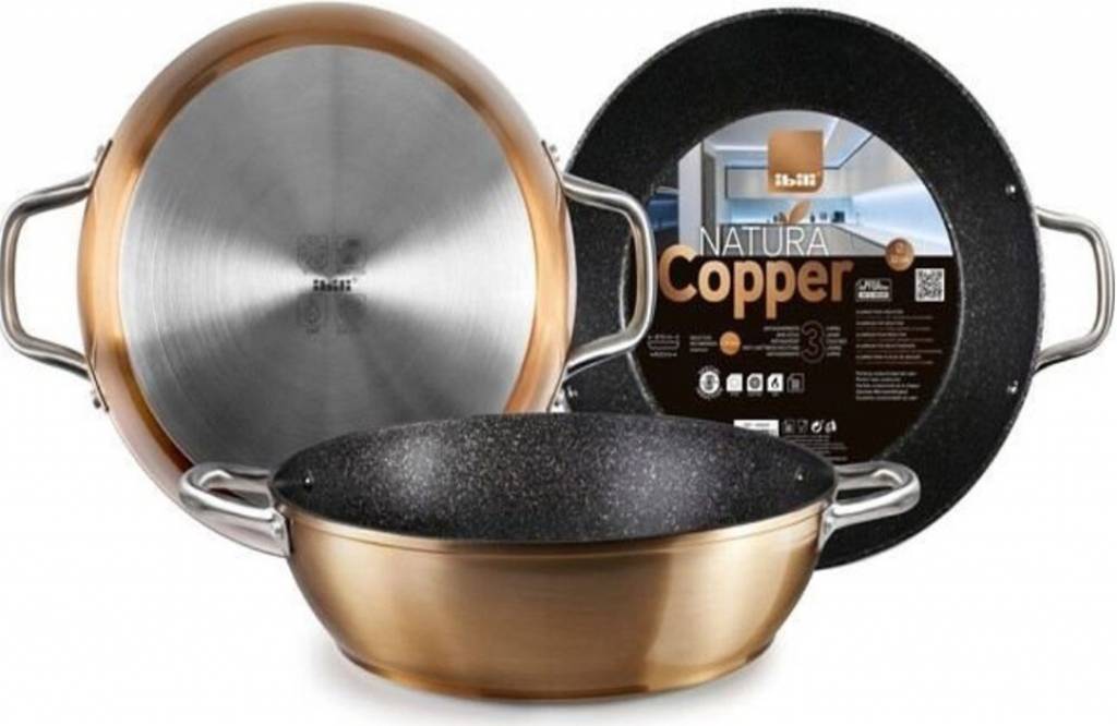 Stoofpan  Natura Koper  28 cm. met 2 Handvaten