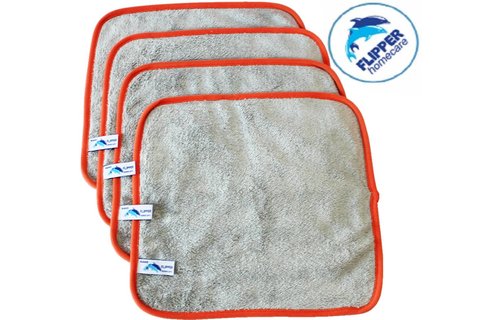 Nano Doek 30 x 30 cm.  Grijs - Oranje  ( 4 stuks )