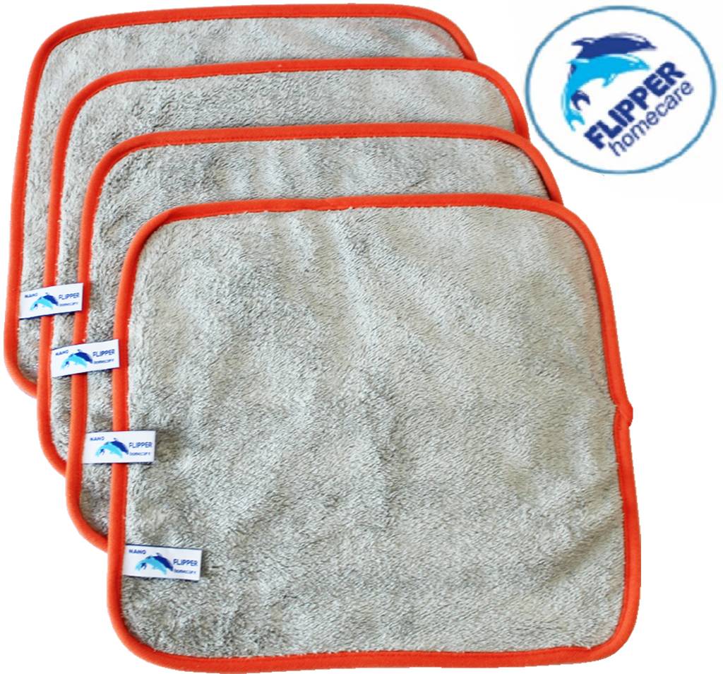 Nano Doek 30 x 30 cm.  Grijs - Oranje  ( 4 stuks )