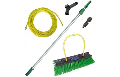 Telescoopsteel  2,50 m  + borstel  + knie + waterslang