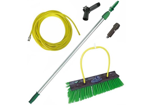 Telescoopsteel  2,50 m  + borstel  + knie + waterslang