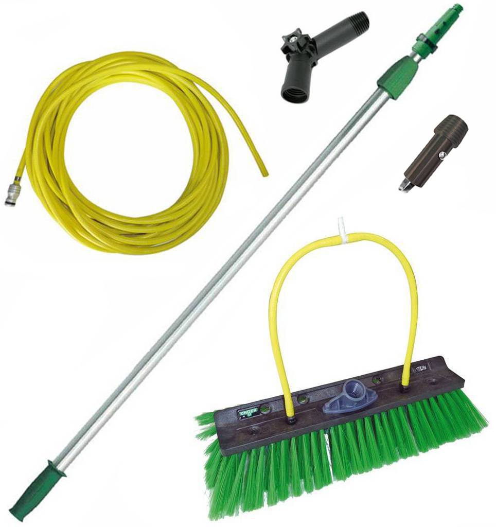 Telescoopsteel 2,50 m + borstel + knie + waterslang Telescoopsteel 2,50 m + borstel + knie + waterslang