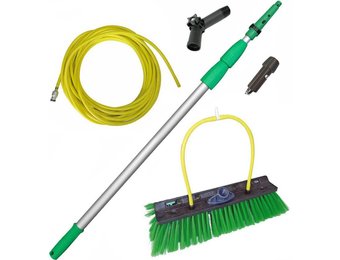 Telescoopsteel  3,75 m  + borstel  + knie + waterslang