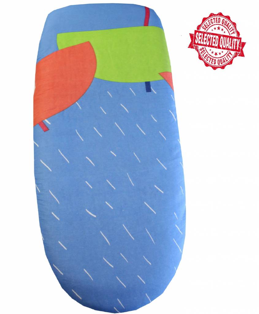 Strijkplankovertrek Universeel 150 X 60 cm. Blauw / witte regen