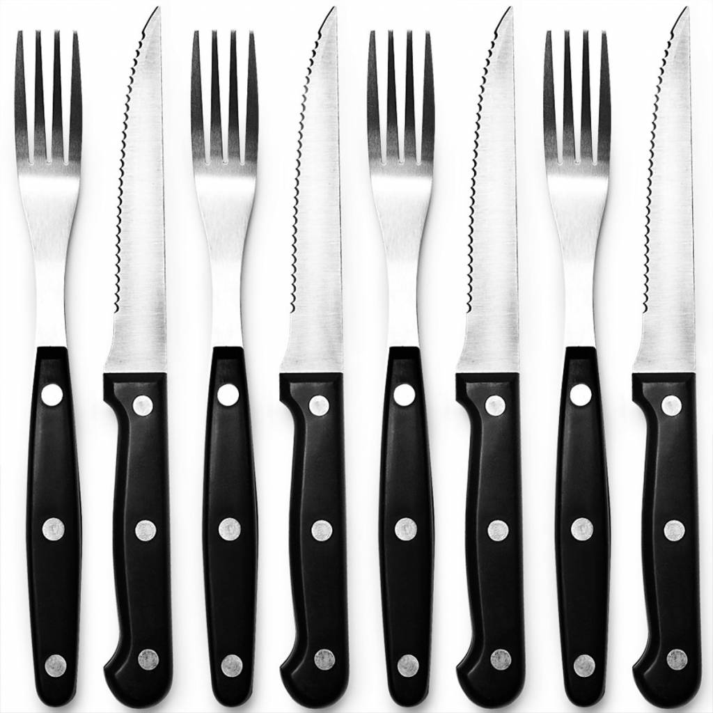 Steakmes met vork  Tasters   - 8 stuks