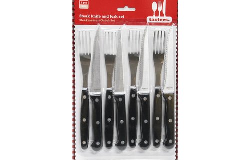 Steakmes met vork  Tasters   - 8 stuks