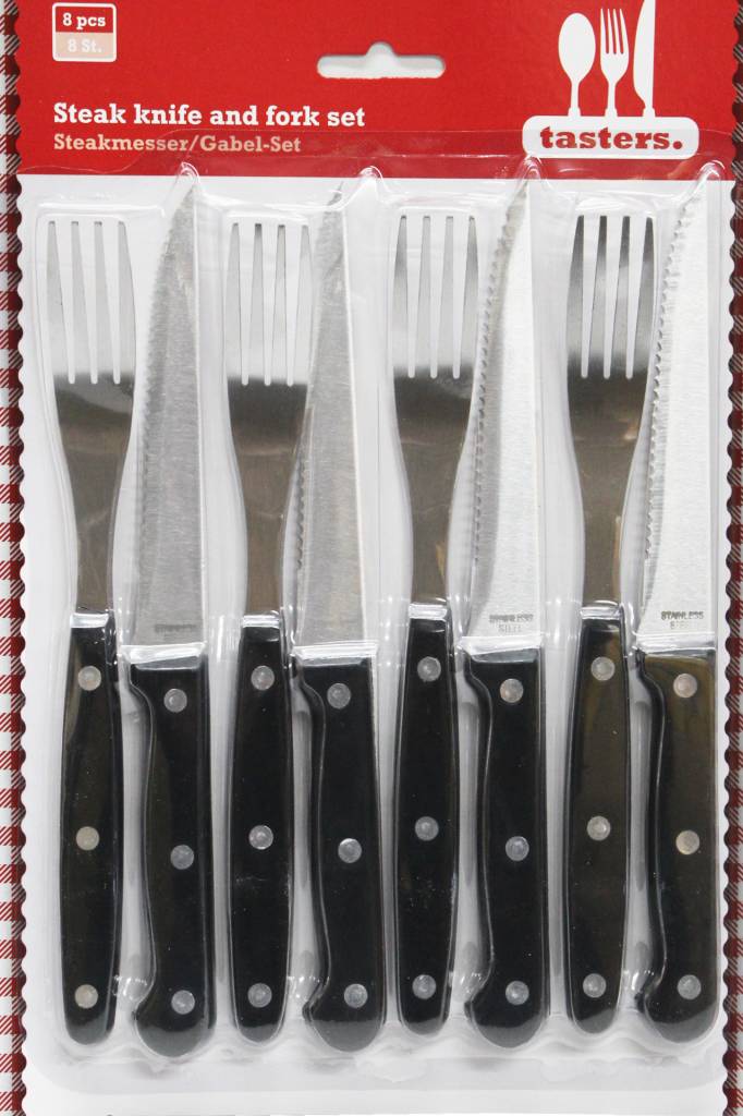 Steakmes met vork  Tasters   - 8 stuks