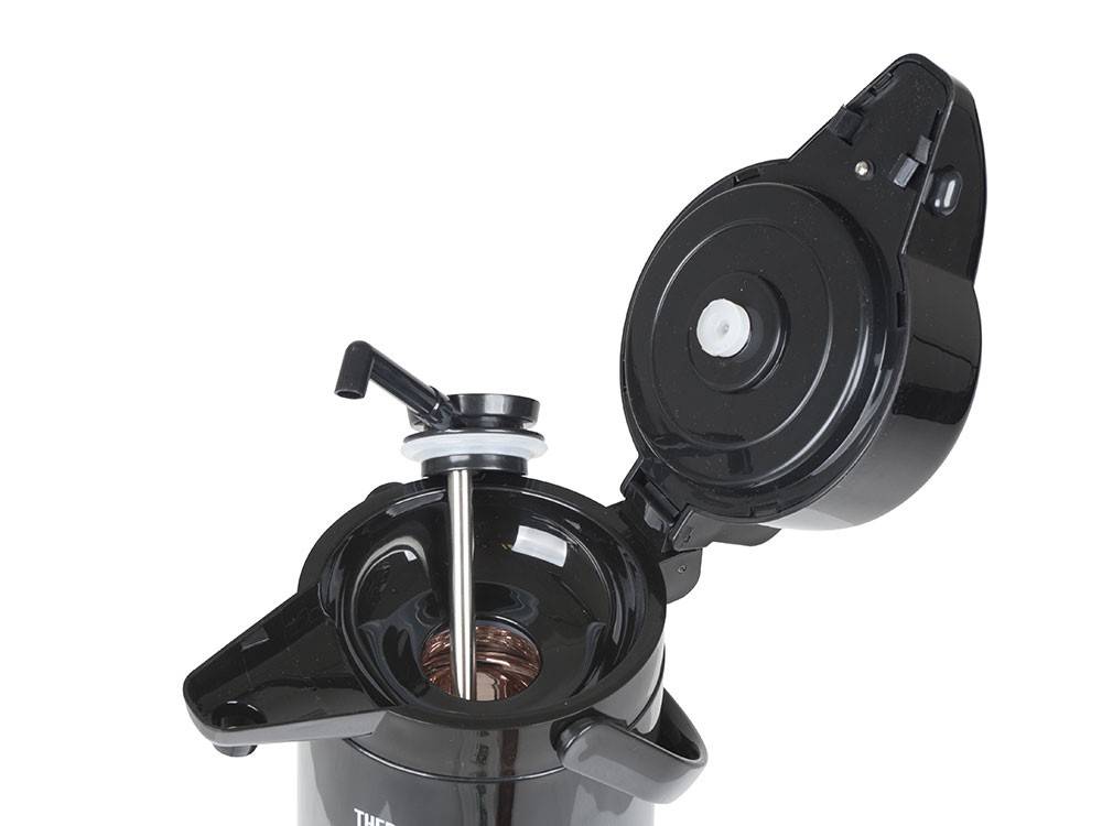 Pompthermos 1,3 L.  Zwart met Hendel