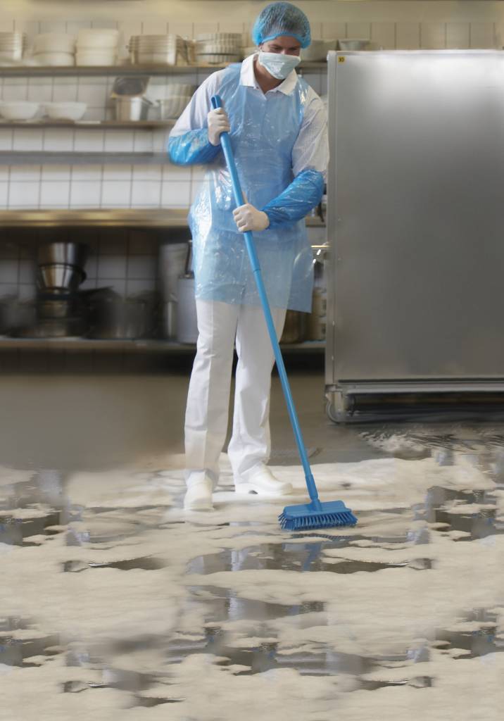 Hoekschrobborstel medium Hard 26 cm.  Blauw